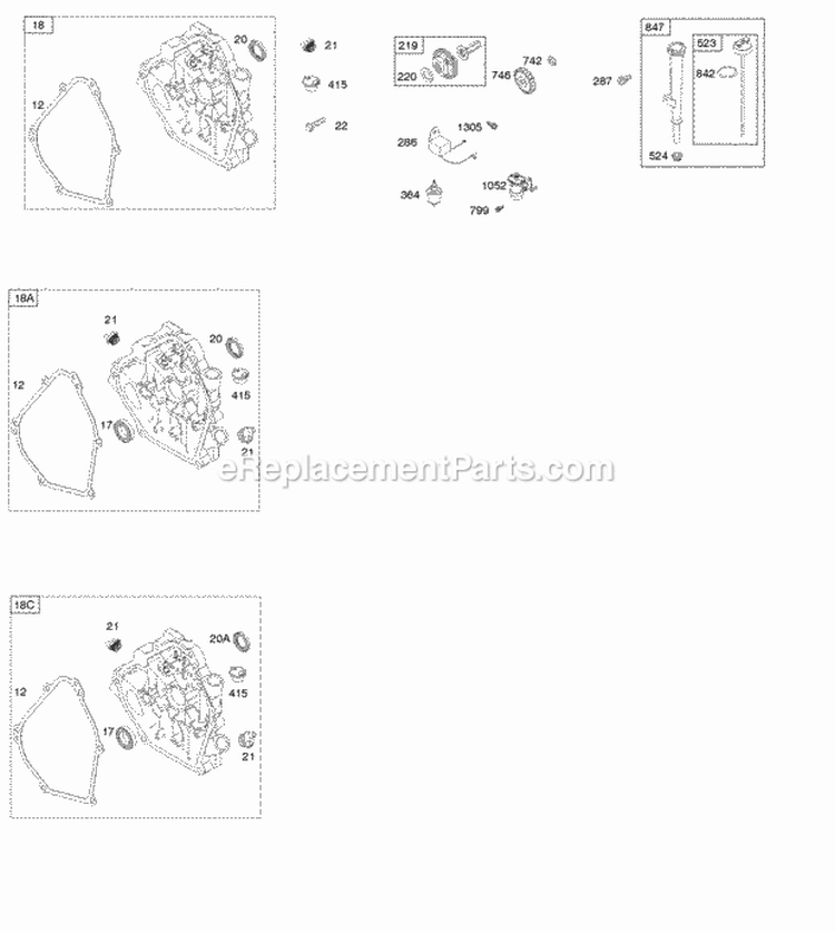 Crankcase Cover Lubrication Diagram and Parts List for 150212-0115-E1  Briggs and Stratton Engine